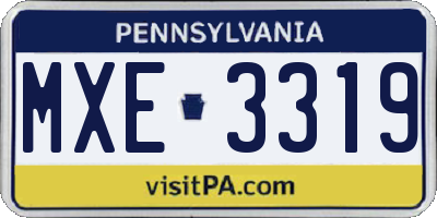 PA license plate MXE3319