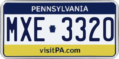 PA license plate MXE3320