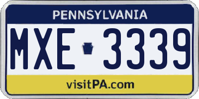 PA license plate MXE3339