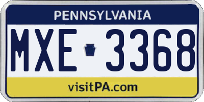 PA license plate MXE3368