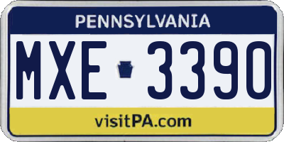 PA license plate MXE3390