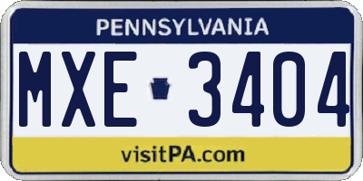 PA license plate MXE3404
