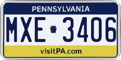 PA license plate MXE3406