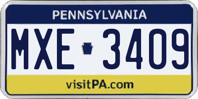 PA license plate MXE3409