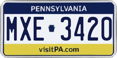 PA license plate MXE3420