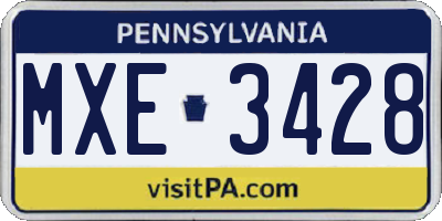 PA license plate MXE3428