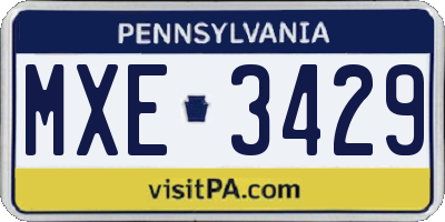 PA license plate MXE3429
