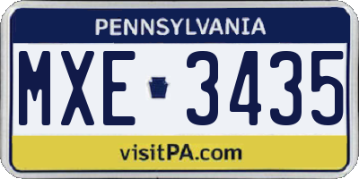 PA license plate MXE3435