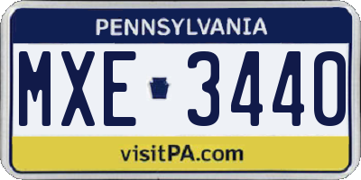 PA license plate MXE3440