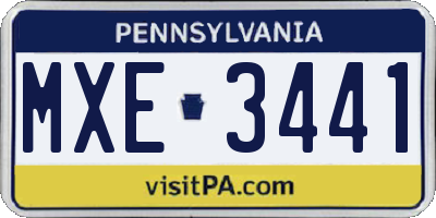 PA license plate MXE3441
