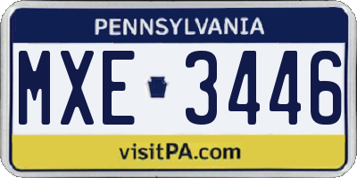 PA license plate MXE3446