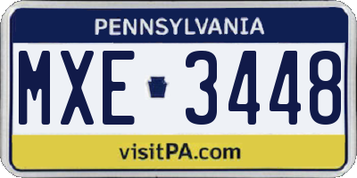 PA license plate MXE3448