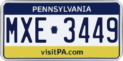 PA license plate MXE3449