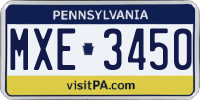 PA license plate MXE3450