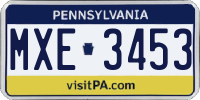 PA license plate MXE3453