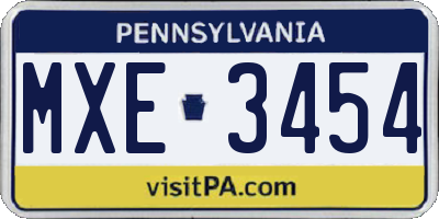 PA license plate MXE3454