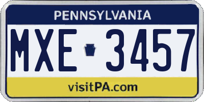PA license plate MXE3457