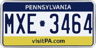 PA license plate MXE3464