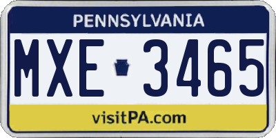 PA license plate MXE3465