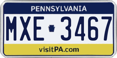 PA license plate MXE3467