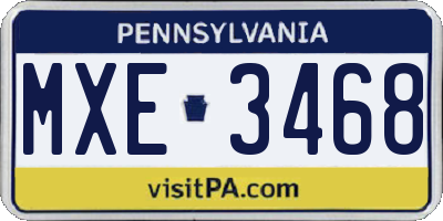 PA license plate MXE3468