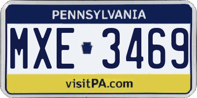 PA license plate MXE3469