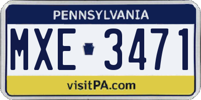 PA license plate MXE3471