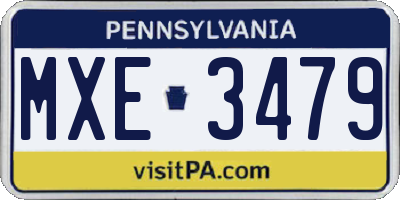 PA license plate MXE3479