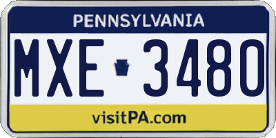 PA license plate MXE3480