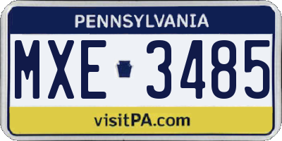 PA license plate MXE3485