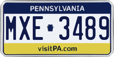 PA license plate MXE3489