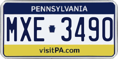 PA license plate MXE3490
