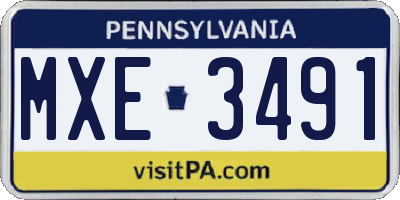 PA license plate MXE3491