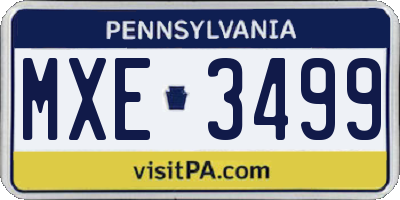 PA license plate MXE3499