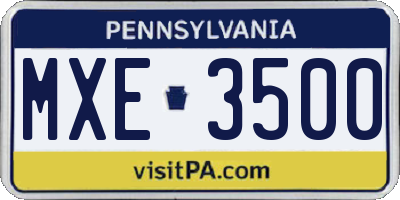 PA license plate MXE3500