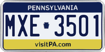 PA license plate MXE3501