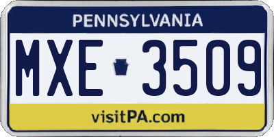 PA license plate MXE3509