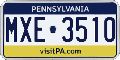 PA license plate MXE3510