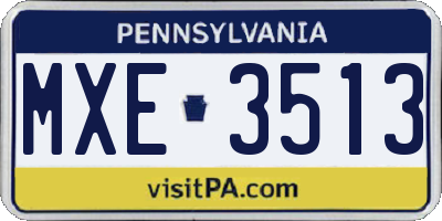 PA license plate MXE3513