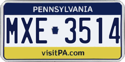 PA license plate MXE3514