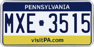 PA license plate MXE3515
