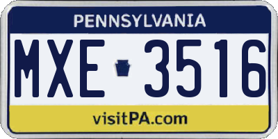 PA license plate MXE3516