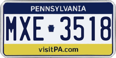 PA license plate MXE3518