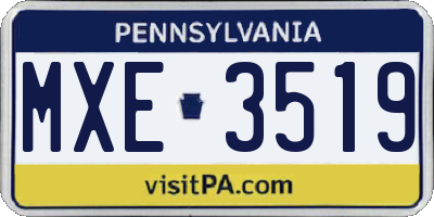 PA license plate MXE3519