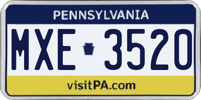PA license plate MXE3520