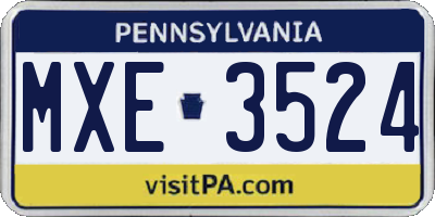 PA license plate MXE3524