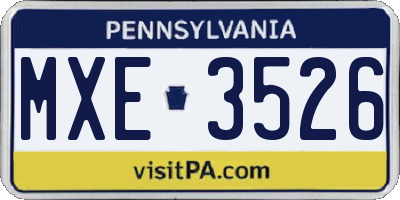 PA license plate MXE3526