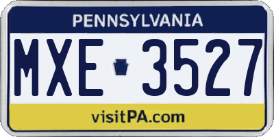 PA license plate MXE3527
