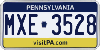 PA license plate MXE3528