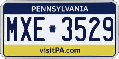 PA license plate MXE3529